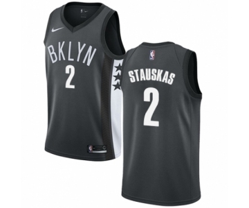 Youth Nike Brooklyn Nets #2 Nik Stauskas Authentic Gray NBA Jersey Statement Edition