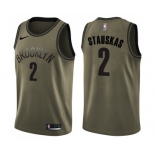 Youth Nike Brooklyn Nets #2 Nik Stauskas Swingman Green Salute to Service NBA Jersey