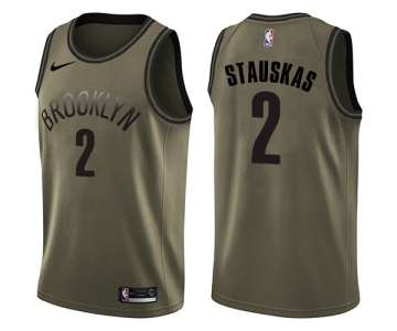 Youth Nike Brooklyn Nets #2 Nik Stauskas Swingman Green Salute to Service NBA Jersey