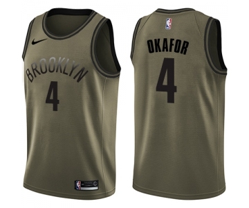 Youth Nike Brooklyn Nets #4 Jahlil Okafor Swingman Green Salute to Service NBA Jersey