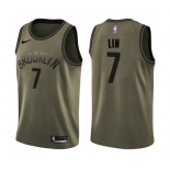 Youth Nike Brooklyn Nets #7 Jeremy Lin Swingman Green Salute to Service NBA Jersey