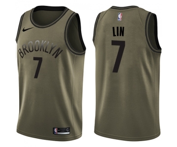 Youth Nike Brooklyn Nets #7 Jeremy Lin Swingman Green Salute to Service NBA Jersey