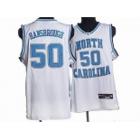 nba north carolina #50 tyler hansbrough embroidered college white