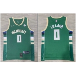 Bucks #0 Damian Lillard Green Nike Swingman Jersey