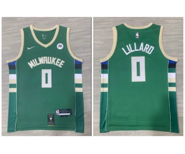 Bucks #0 Damian Lillard Green Nike Swingman Jersey