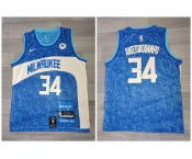 Bucks #34 Giannis Antetokounmpo Blue Nike 2023-24 City Edition Swingman Jersey