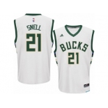 Men Adidas Milwaukee Bucks #21 Tony Snell Authentic White Home NBA Jersey