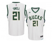 Men Adidas Milwaukee Bucks #21 Tony Snell Authentic White Home NBA Jersey