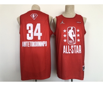 Men Jordan Milwaukee Bucks #34 Giannis Antetokounmpoy Red 2022 NBA All-Star Swingman Basketball Jersey