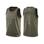 Men Nike Milwaukee Bucks #1 Oscar Robertson Green Salute to Service NBA Swingman Jersey