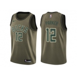 Men Nike Milwaukee Bucks #12 Jabari Parker Green Salute to Service NBA Swingman Jersey