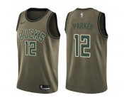 Men Nike Milwaukee Bucks #12 Jabari Parker Green Salute to Service NBA Swingman Jersey