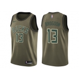 Men Nike Milwaukee Bucks #13 Malcolm Brogdon Green Salute to Service NBA Swingman Jersey