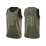 Men Nike Milwaukee Bucks #21 Tony Snell Green Salute to Service NBA Swingman Jersey