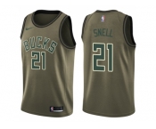 Men Nike Milwaukee Bucks #21 Tony Snell Green Salute to Service NBA Swingman Jersey