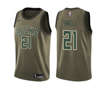 Men Nike Milwaukee Bucks #21 Tony Snell Green Salute to Service NBA Swingman Jersey