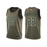 Men Nike Milwaukee Bucks #22 Khris Middleton Green Salute to Service NBA Swingman Jersey