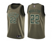 Men Nike Milwaukee Bucks #22 Khris Middleton Green Salute to Service NBA Swingman Jersey