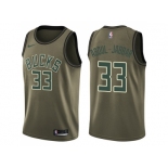 Men Nike Milwaukee Bucks #33 Kareem Abdul-Jabbar Green Salute to Service NBA Swingman Jersey