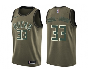 Men Nike Milwaukee Bucks #33 Kareem Abdul-Jabbar Green Salute to Service NBA Swingman Jersey