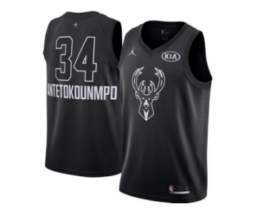 Men Nike Milwaukee Bucks 34 Giannis Antetokounmpo Black NBA Jordan Swingman 2018 All-Star Game Jersey