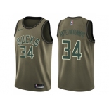 Men Nike Milwaukee Bucks #34 Giannis Antetokounmpo Green Salute to Service NBA Swingman Jersey