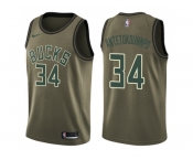 Men Nike Milwaukee Bucks #34 Giannis Antetokounmpo Green Salute to Service NBA Swingman Jersey