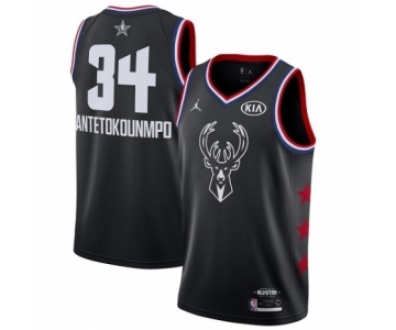 Men's Jordan Milwaukee Bucks #34 Giannis Antetokounmpo Swingman Black 2019 All-Star Game Basketball Jersey