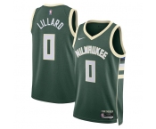 Men's Milwaukee Bucks #0 Damian Lillard Green Icon Edition Stitched Basketball Jersey