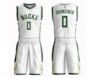 Men's Milwaukee Bucks #0 Donte DiVincenzo Authentic White Basketball Suit Jersey - Association Edition