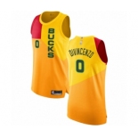 Men's Milwaukee Bucks #0 Donte DiVincenzo Authentic Yellow Basketball Jersey - City Edition