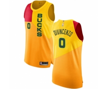 Men's Milwaukee Bucks #0 Donte DiVincenzo Authentic Yellow Basketball Jersey - City Edition