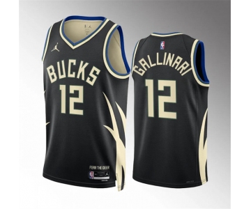 Men's Milwaukee Bucks #12 Danilo Gallinari Black Statement Edition Stitched Basketball Jersey