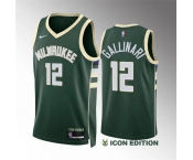 Men's Milwaukee Bucks #12 Danilo Gallinari Green Icon Edition Stitched Basketball Jersey