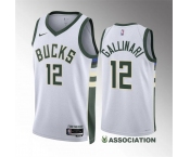 Men's Milwaukee Bucks #12 Danilo Gallinari White Association Edition Stitched Basketball Jersey