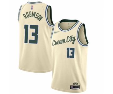 Men's Milwaukee Bucks #13 Glenn Robinson Swingman Cream Basketball Jersey - 2019-20 City Edition