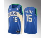 Men's Milwaukee Bucks #15 Cameron Payne Blue 2023-24 City Edition Stitched Basketball Jersey