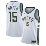 Men's Milwaukee Bucks #15 Tyler Smith White 2024 Draft Association Edition Stitched Basketball Jersey