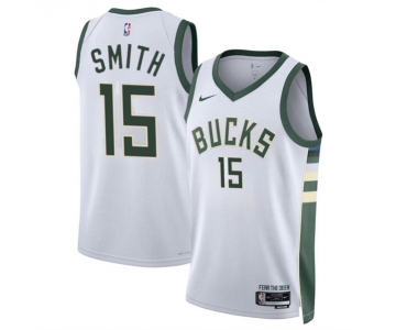 Men's Milwaukee Bucks #15 Tyler Smith White 2024 Draft Association Edition Stitched Basketball Jersey