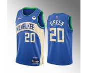 Men's Milwaukee Bucks #20 AJ Green Blue 2023-24 City Edition Stitched Basketball Jersey