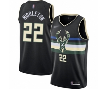 Men's Milwaukee Bucks #22 Khris Middleton Authentic Black Finished Basketball Jersey - Statement Edition