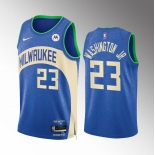 Men's Milwaukee Bucks #23 TyTy Washington Jr. Blue 2023-24 City Edition Stitched Basketball Jersey