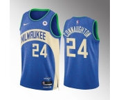 Men's Milwaukee Bucks #24 Pat Connaughton Blue 2023-24 City Edition Stitched Basketball Jersey