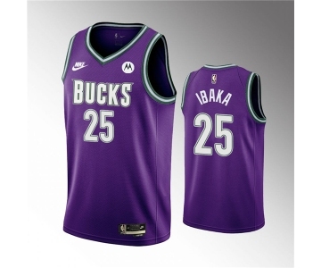 Men's Milwaukee Bucks #25 Serge Ibaka 2022-23 Purple Classic Edition Swingman Stitched Basketball Jersey