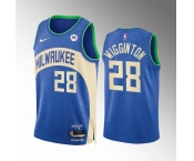 Men's Milwaukee Bucks #28 Lindell Wigginton Blue 2023-24 City Edition Stitched Basketball Jersey