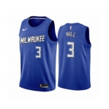 Men's Milwaukee Bucks #3 George Hill Navy City Edition New Uniform 2020-21 Stitched Basketball Jersey