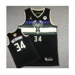 Men's Milwaukee Bucks #34 Giannis Antetokounmpo 2021 Black Finals Stitched Basketball Jersey