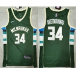 Men's Milwaukee Bucks #34 Giannis Antetokounmpo 75th Anniversary Diamond Green 2021 Stitched Jersey