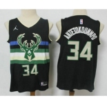 Men's Milwaukee Bucks #34 Giannis Antetokounmpo Black 2021 Brand Jordan Swingman Stitched NBA Jersey