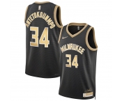 Men's Milwaukee Bucks #34 Giannis Antetokounmpo Black Gold 2024 Select Series Stitched Jersey